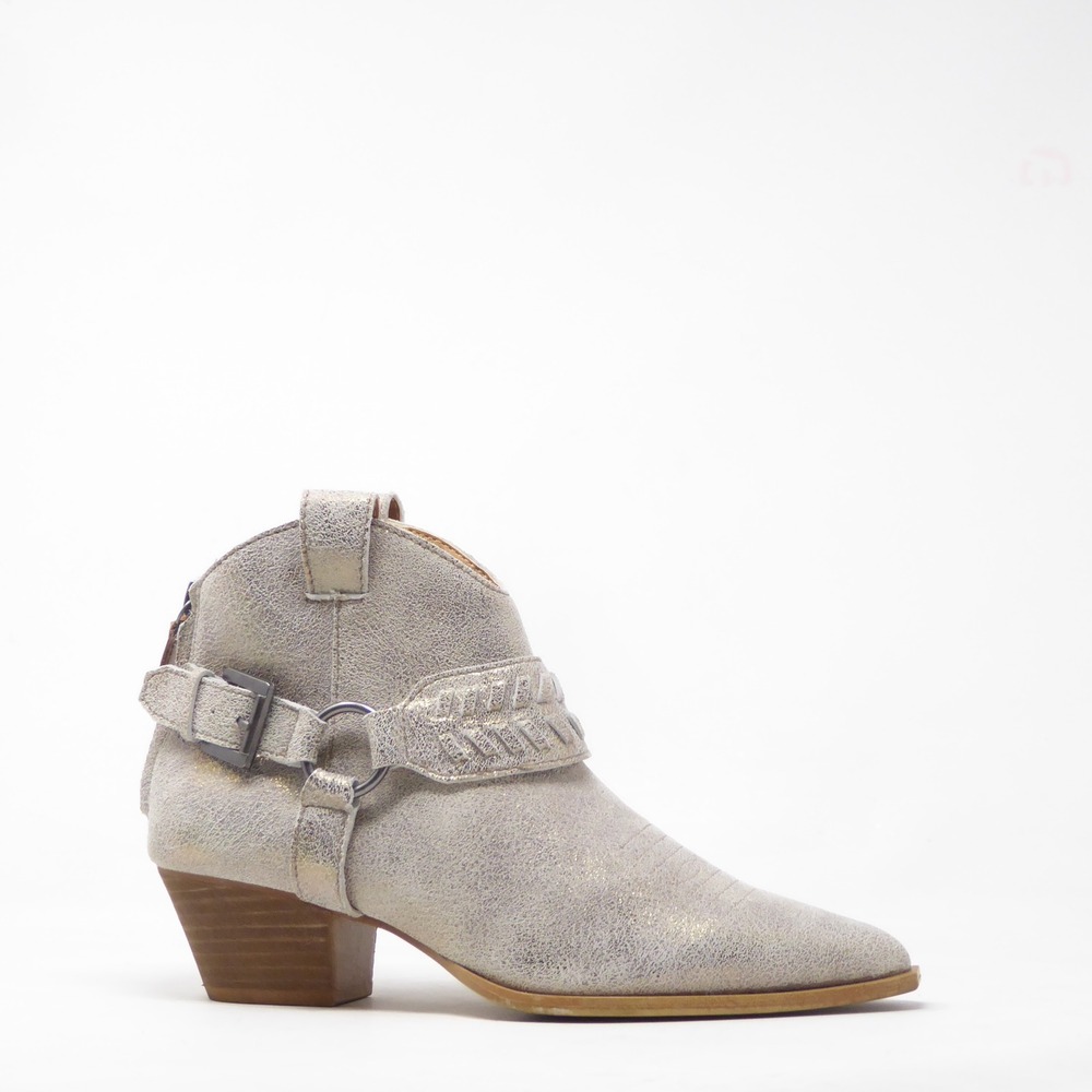 Dingo Women Keepsake Ankle Boots Dusty Gold Leather Western Buckle DI 111 6.5M
